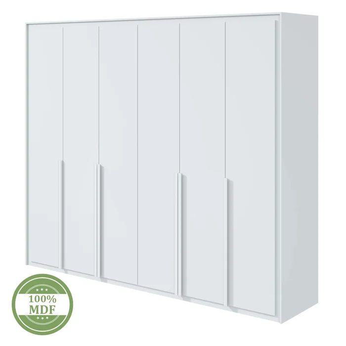 Guarda-Roupa 6 Portas 6 Gavetas 100% Mdf Detroid Branco