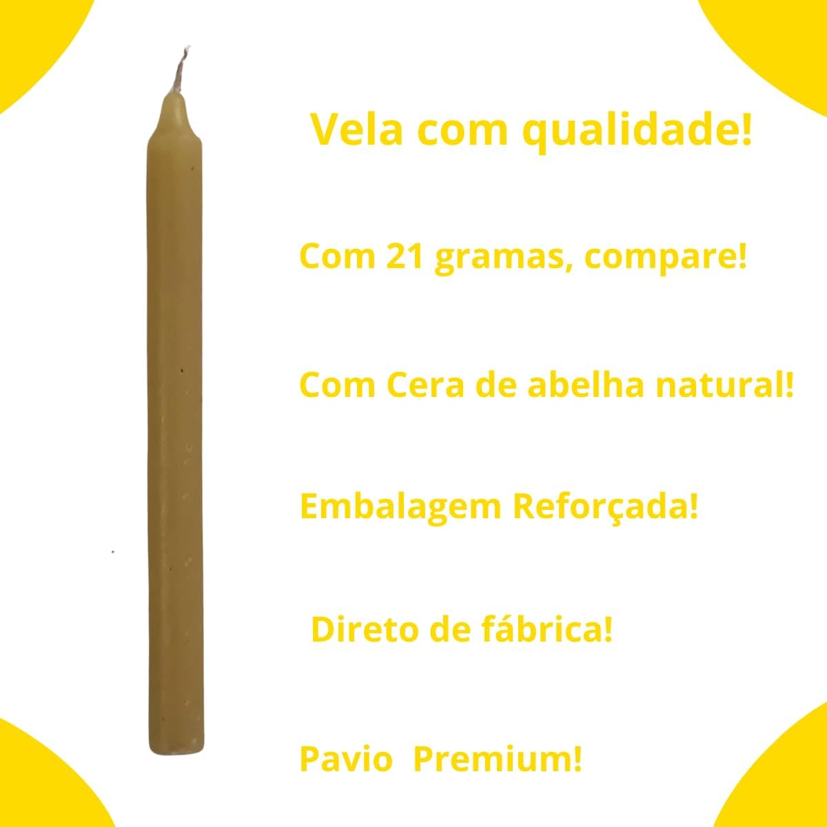 8 Velas Com Cera De Abelha Natural Maciça Artesanal 16 x 1,4 cm