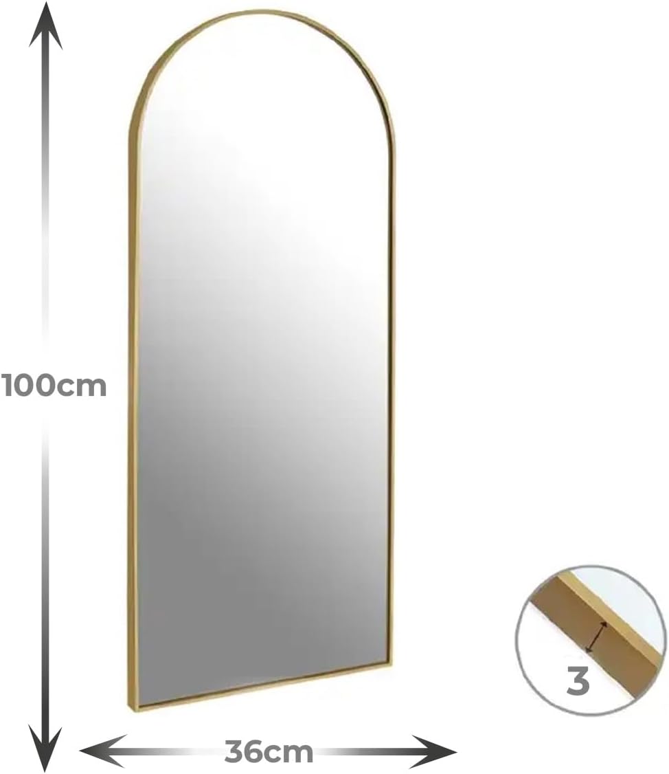 Espelho Oval Chão Suporte Corpo Inteiro Dourado 100x30cm Luxo (Preto)