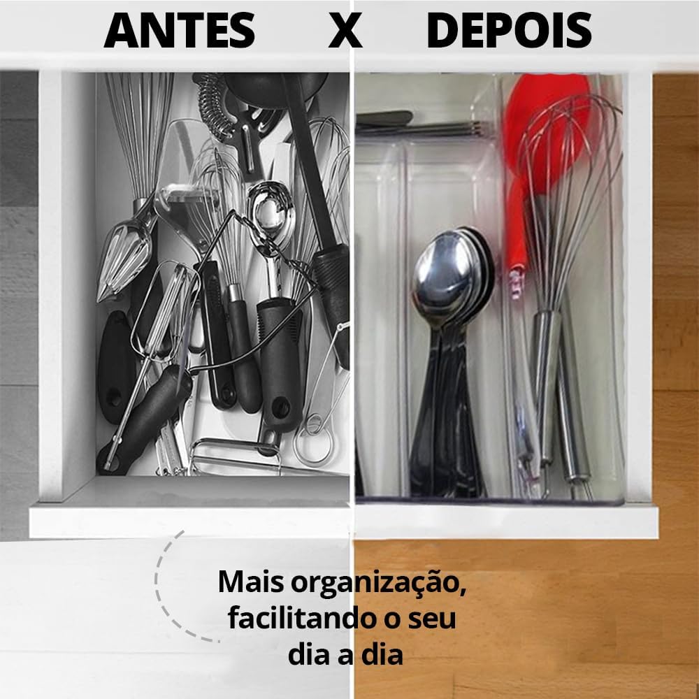 Organizador Porta Talher Cozinha Gaveta Divisória Multiuso