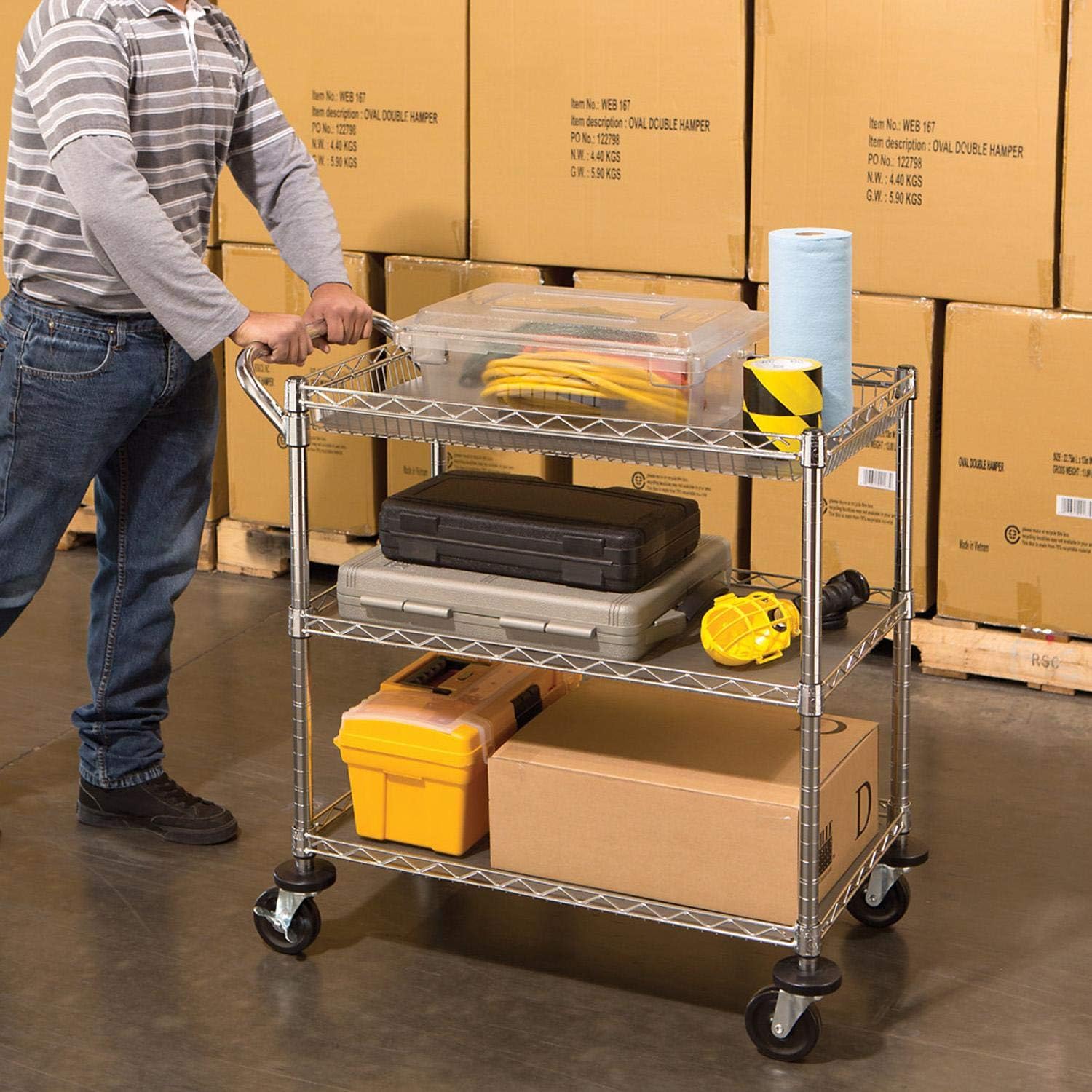 Carrinho Chá Café Aço Multiuso C/3 Prateleiras Rodas