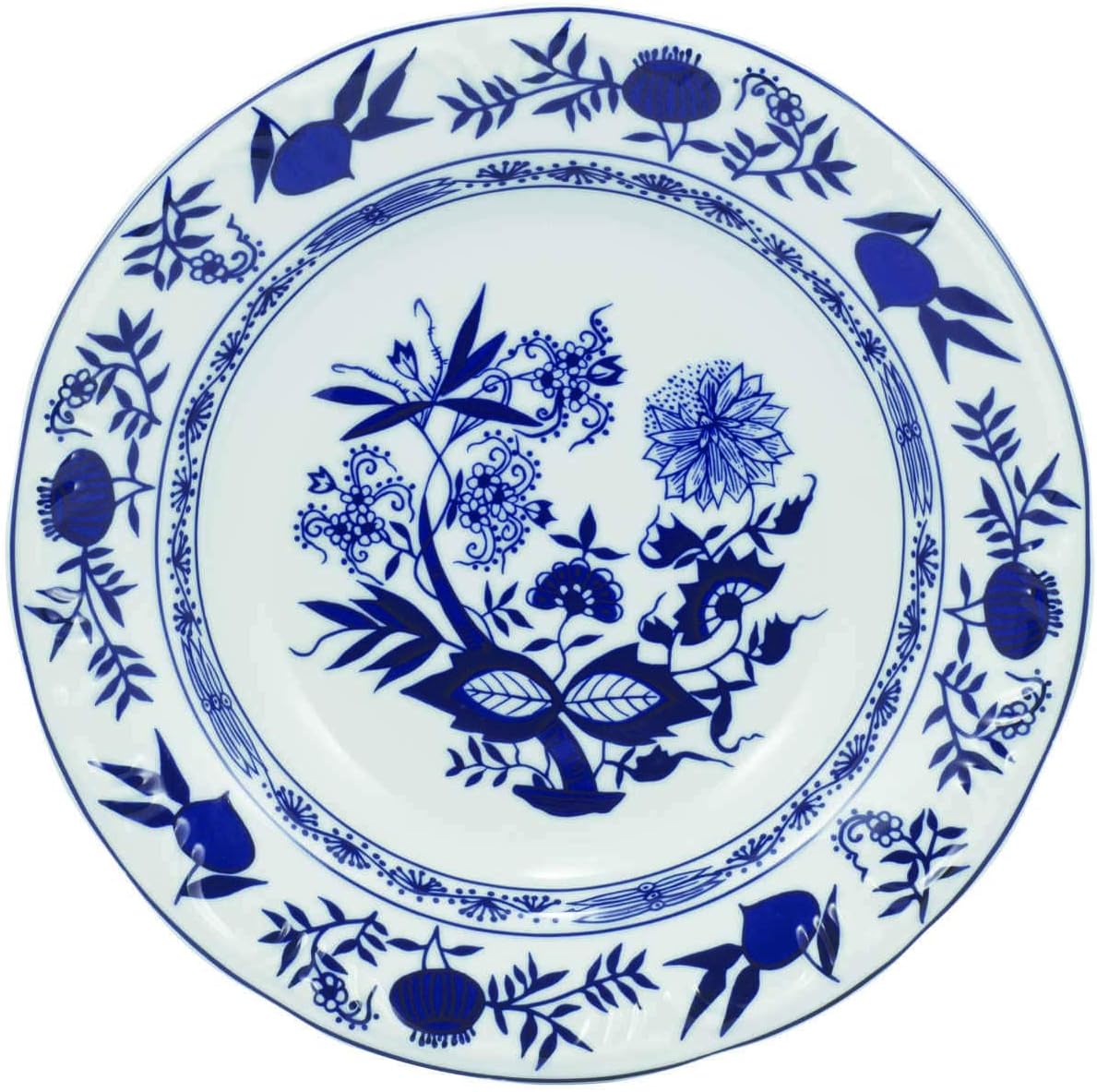 Serviço de Jantar Chá e Café 42 Peças em Porcelana, Com Relevo Pomerode, Decoração Cebolinha Azul - Porcelana Schmidt