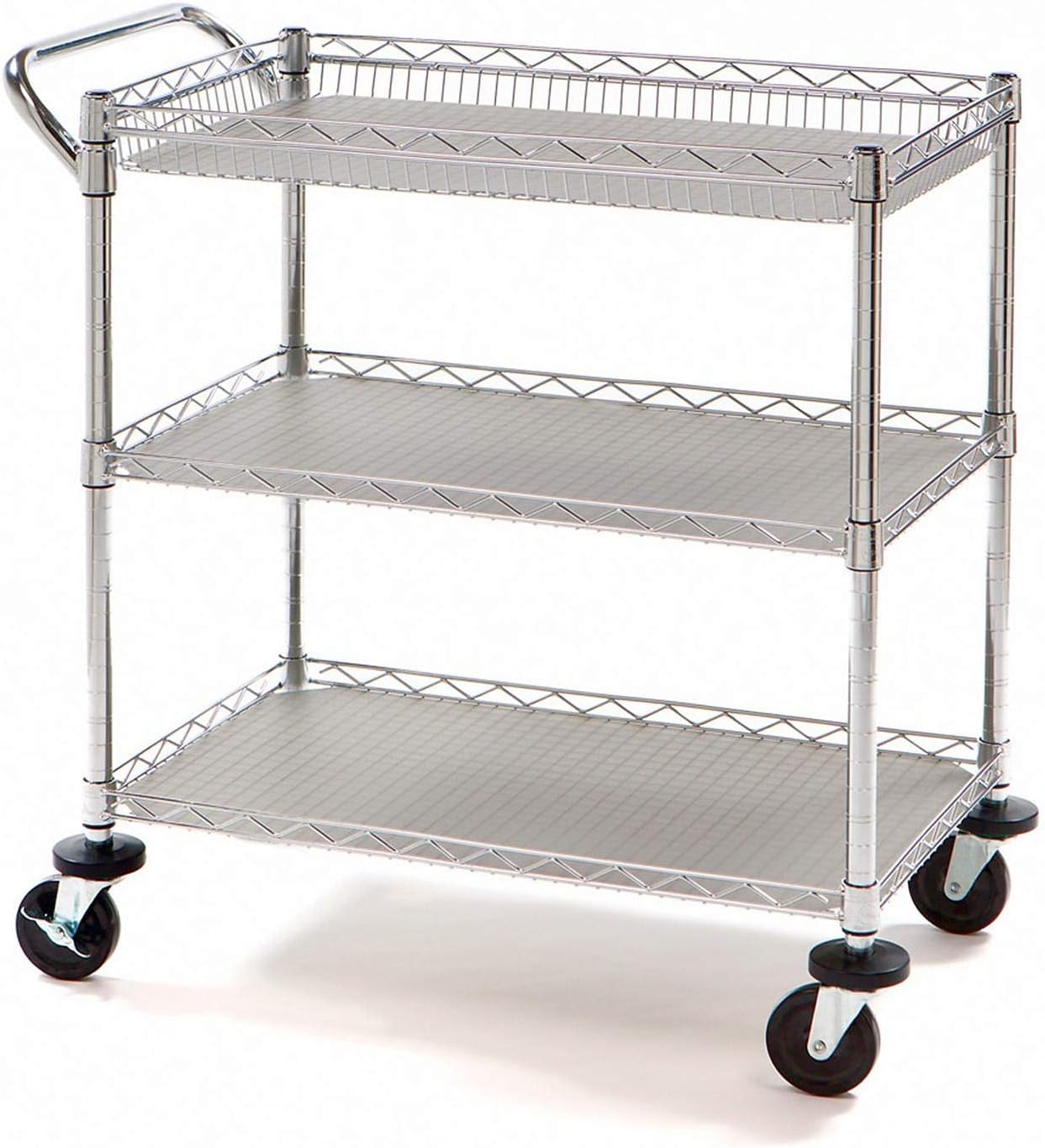 Carrinho Chá Café Aço Multiuso C/3 Prateleiras Rodas