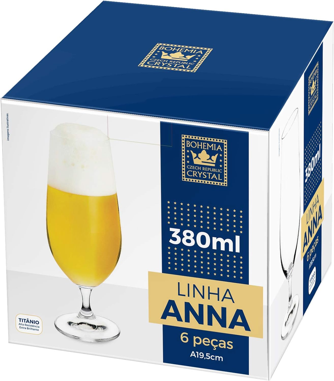 Jogo de 6 Taças Anna para Cerveja 380ml - Bohemia Crystal